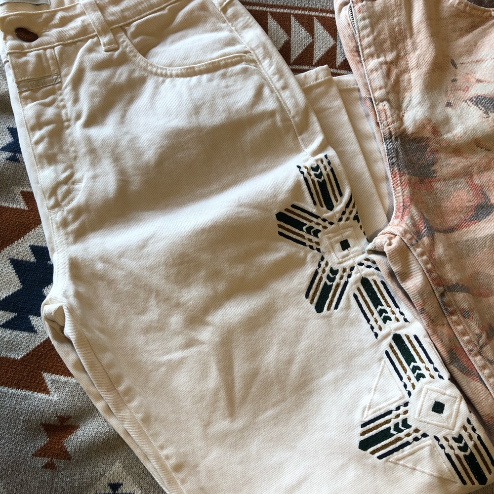Closed Italy Embroidered Western Jeans Navajo Aztec Denim Size 28 Made In Italy